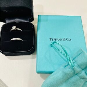 Tiffany & Co. Platinum Diamond Wedding & Engagement Rings Set